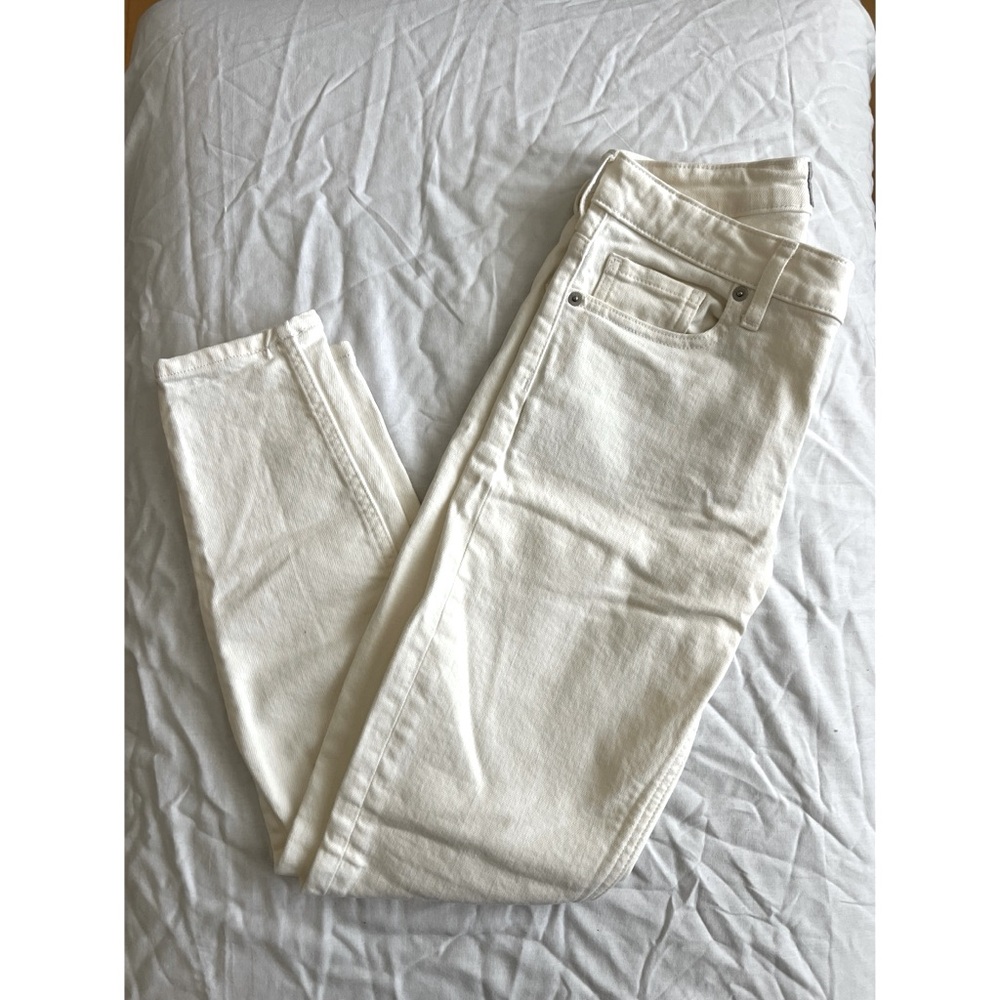 Everlane Mid Rise Skinny Ankle Jeans Off White Bone